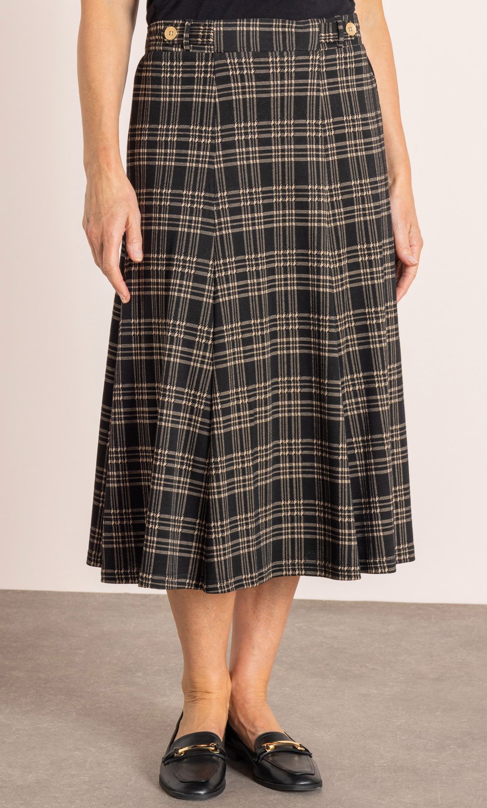 Anna Rose Pull On Checked Skirt