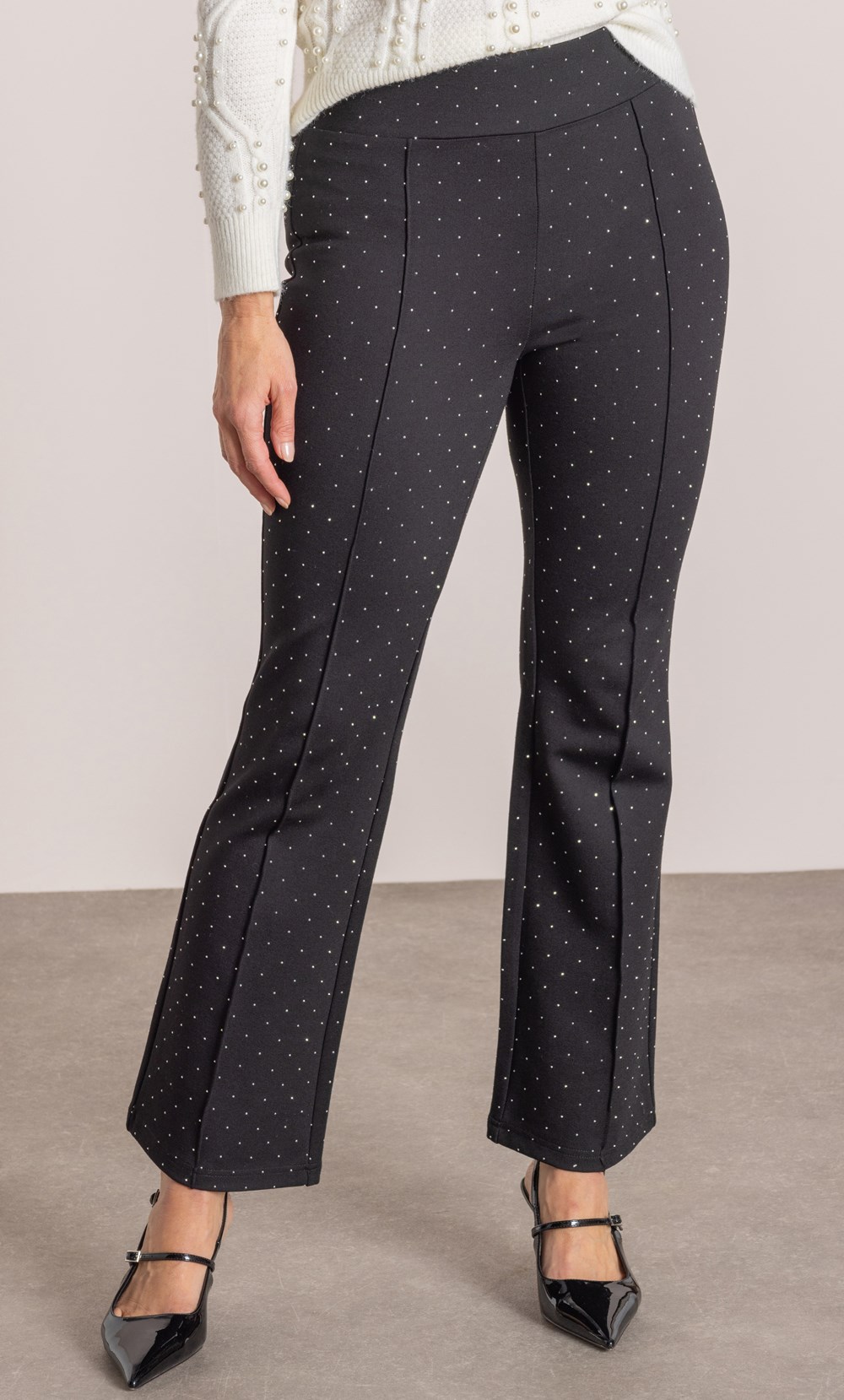 Embellished Kick Flare Ponte Trousers