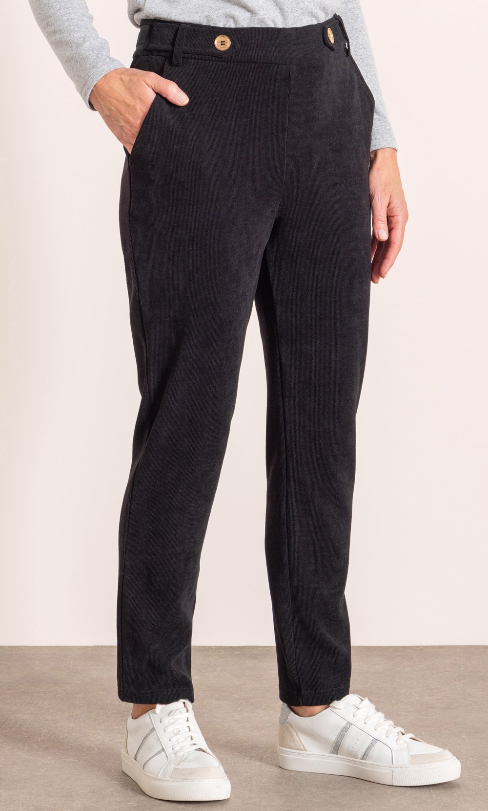 Anna Rose Slim Leg Velour Cord Trousers