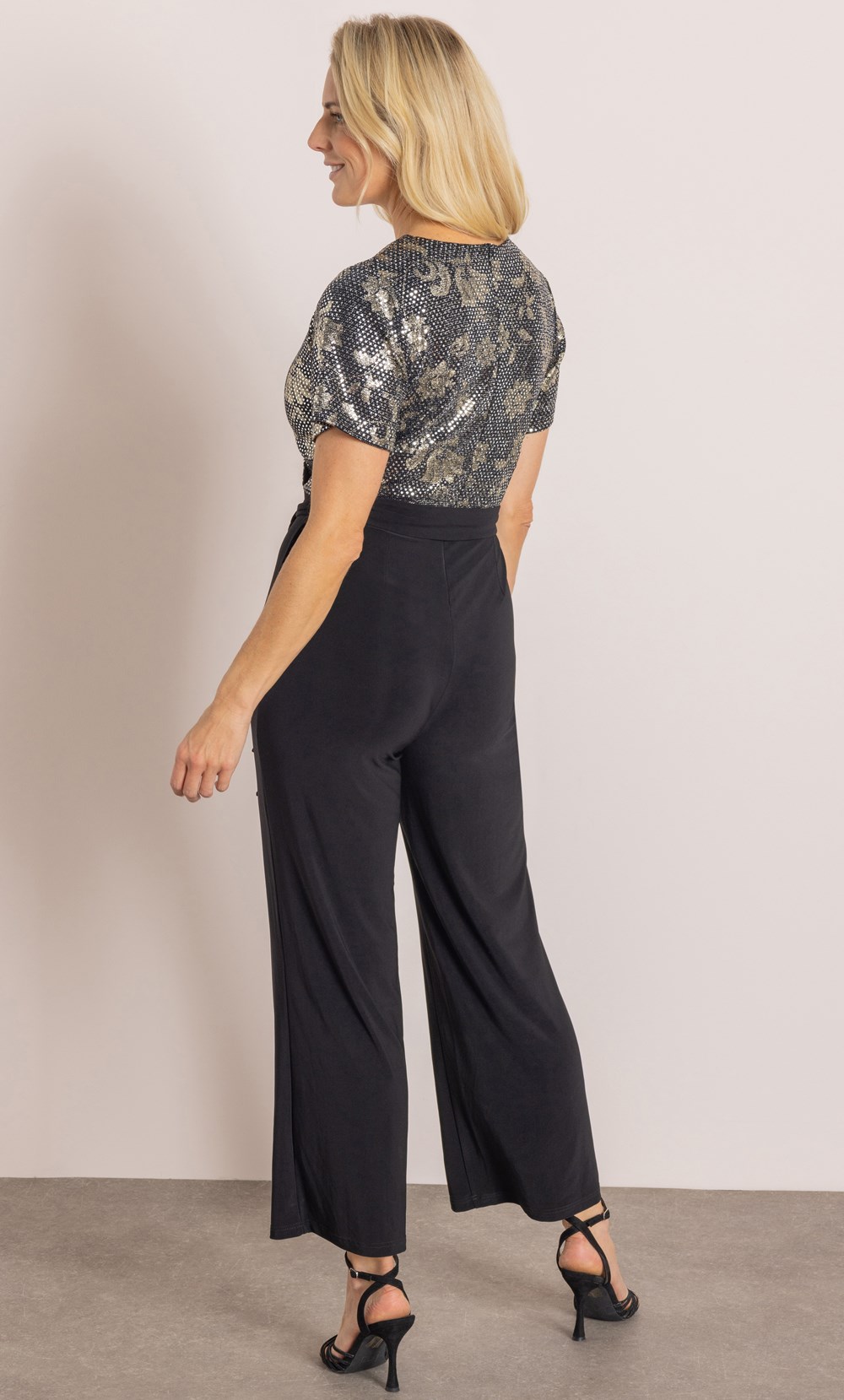 Lurex Wrap Top Wide Leg Jumpsuit