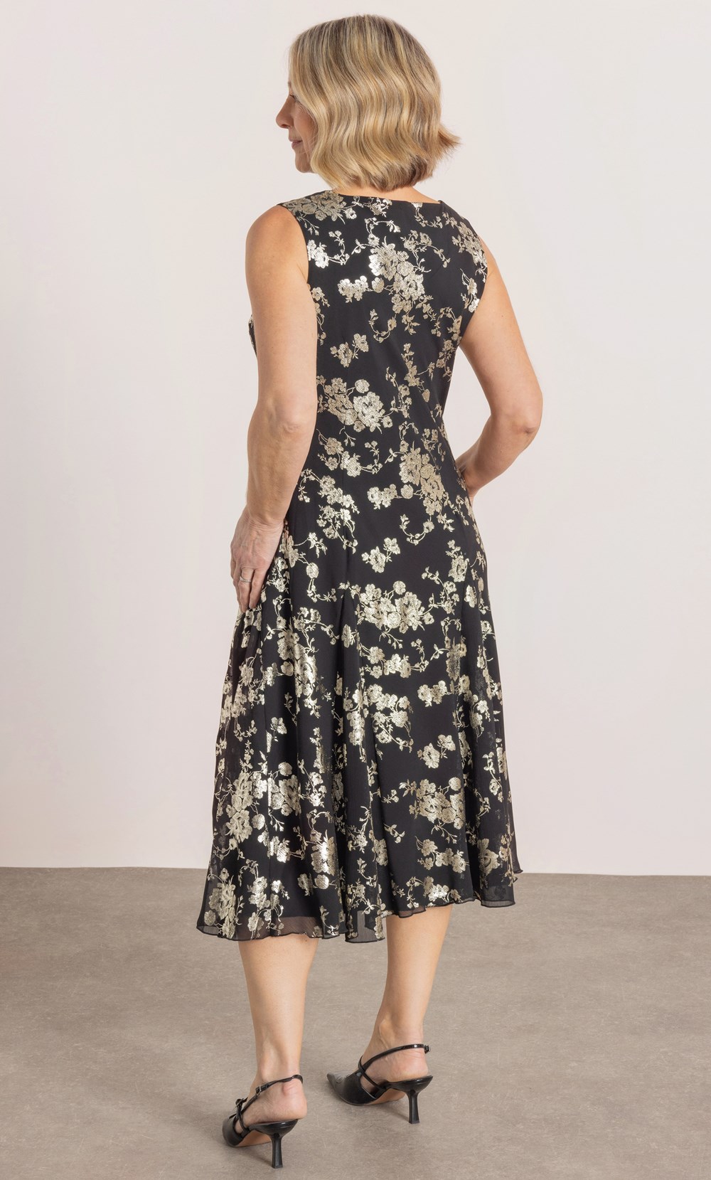 Anna Rose Floral Foil Print Midi Dress