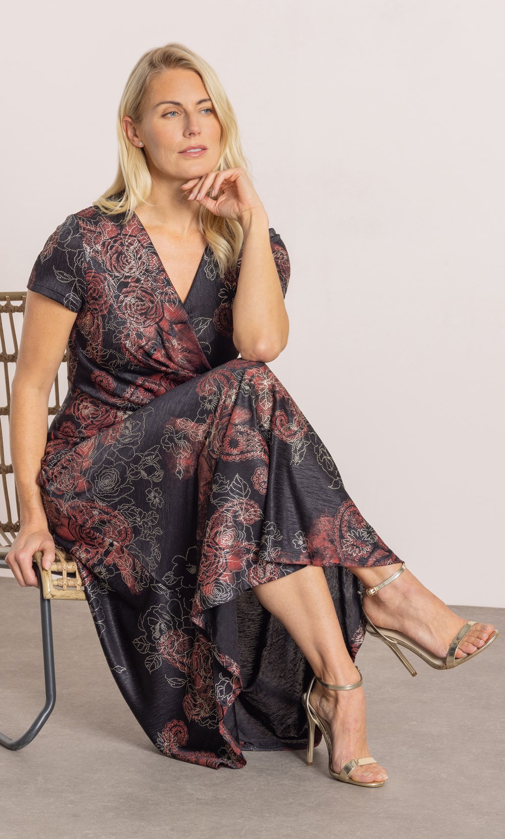 Floral Shimmer Print Midaxi Dress