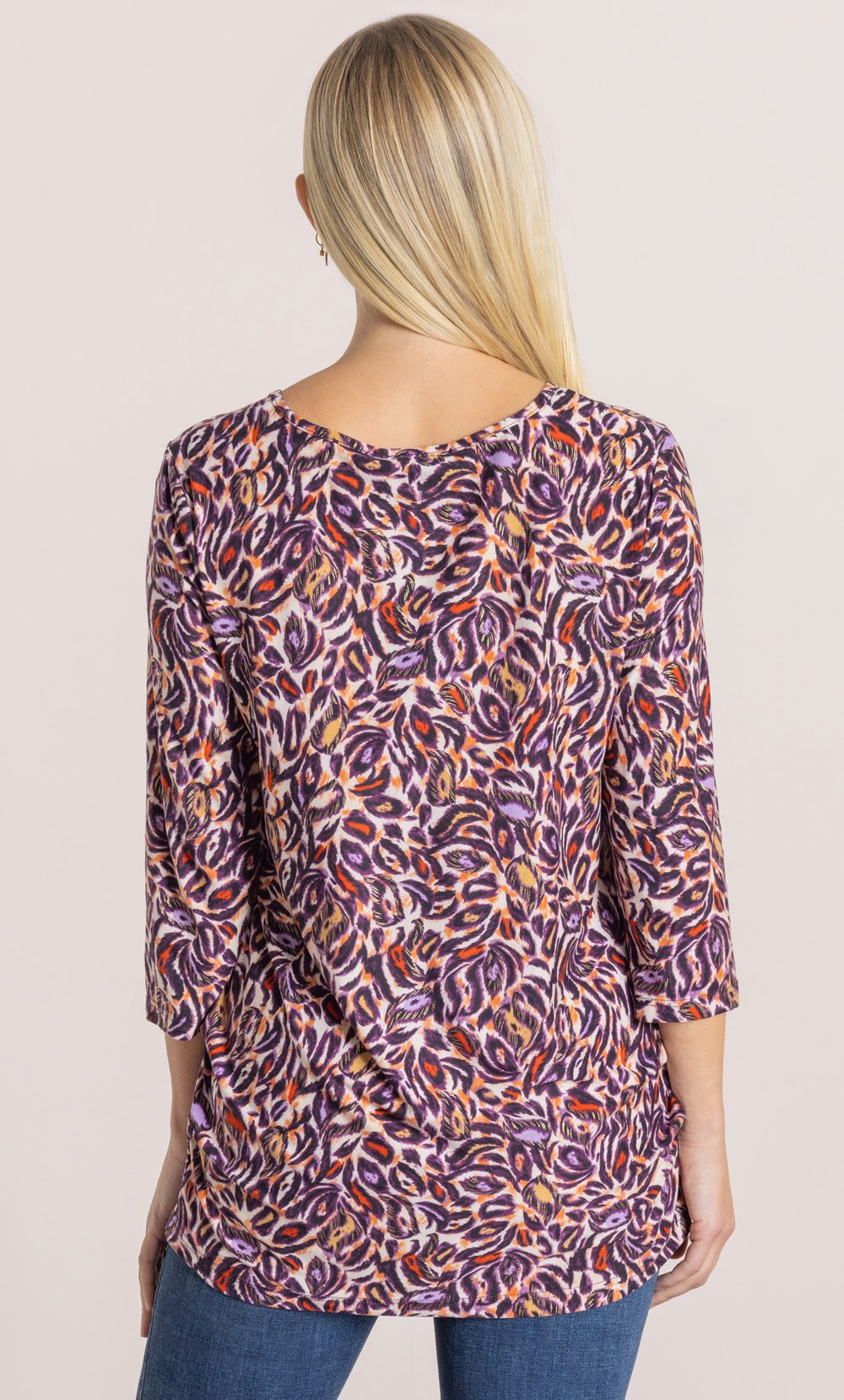 Foil Printed Ruched Tunic Top