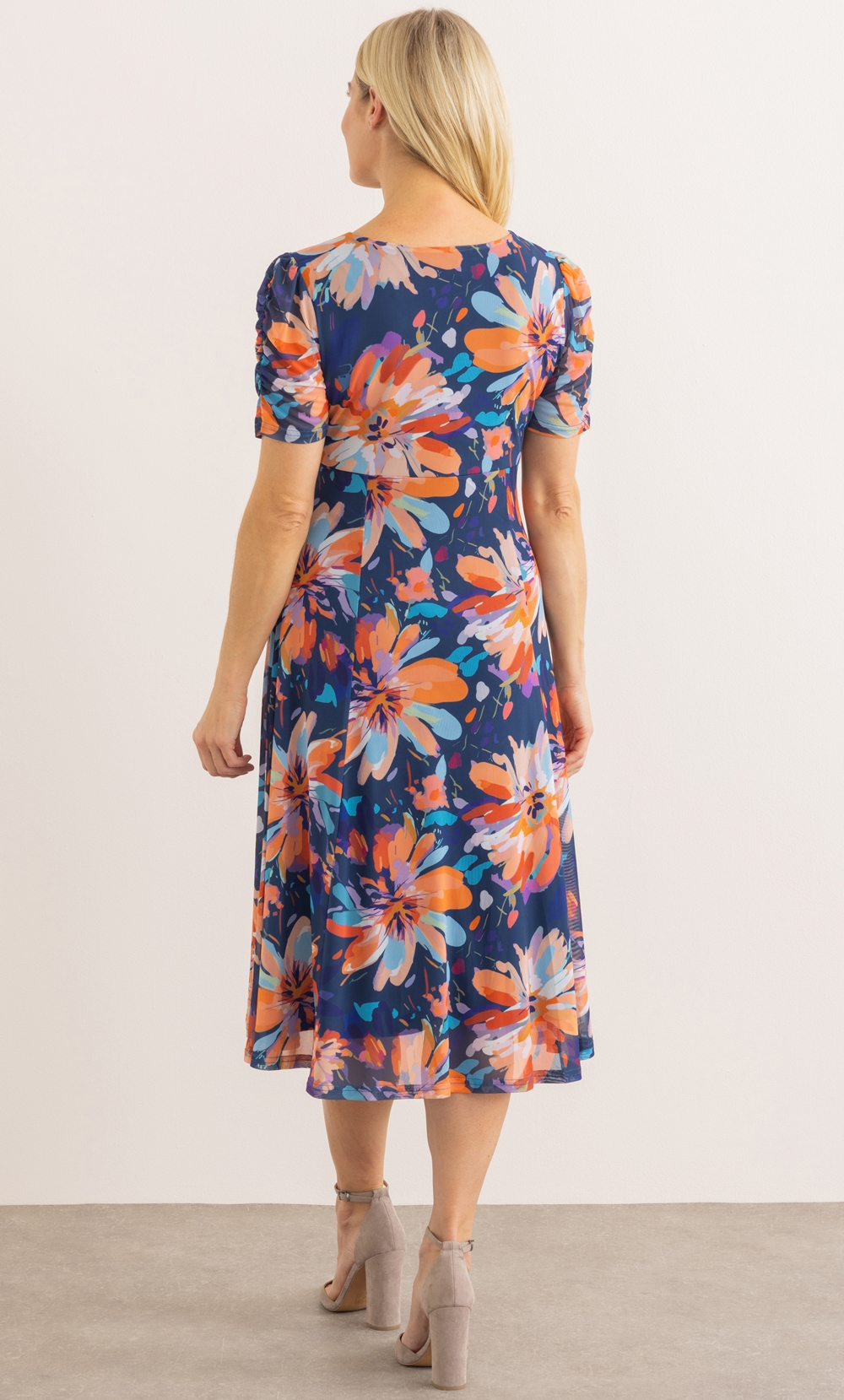 Bouquet Printed Panelled Mesh Dress