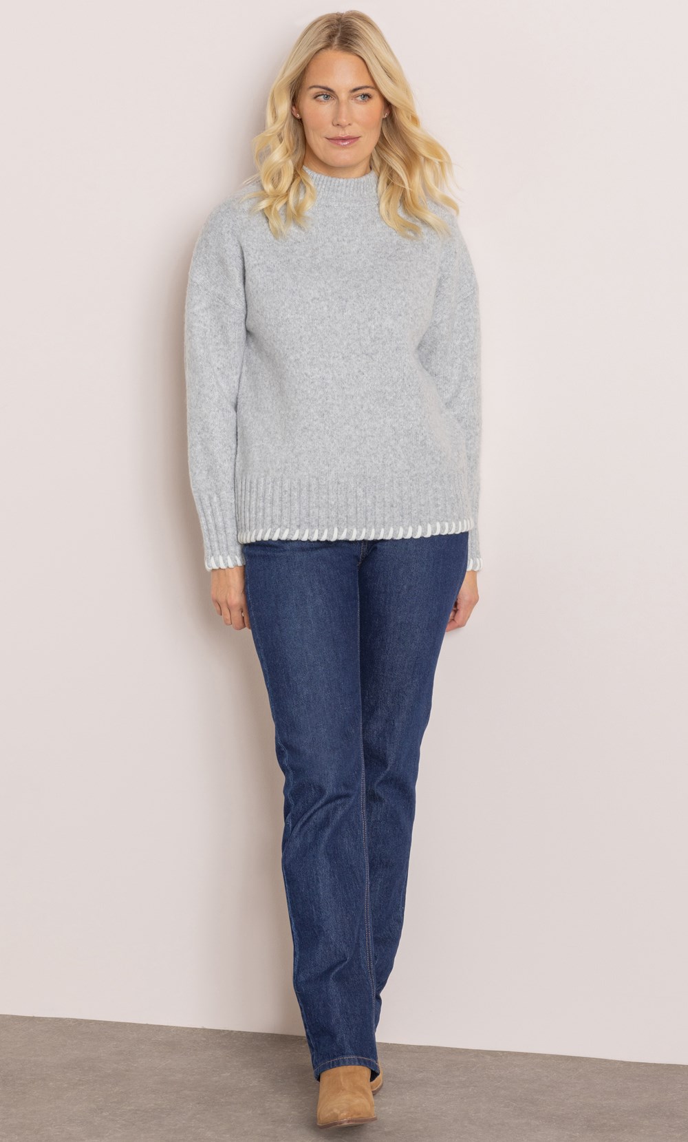 Contrast Stitch Hem Jumper