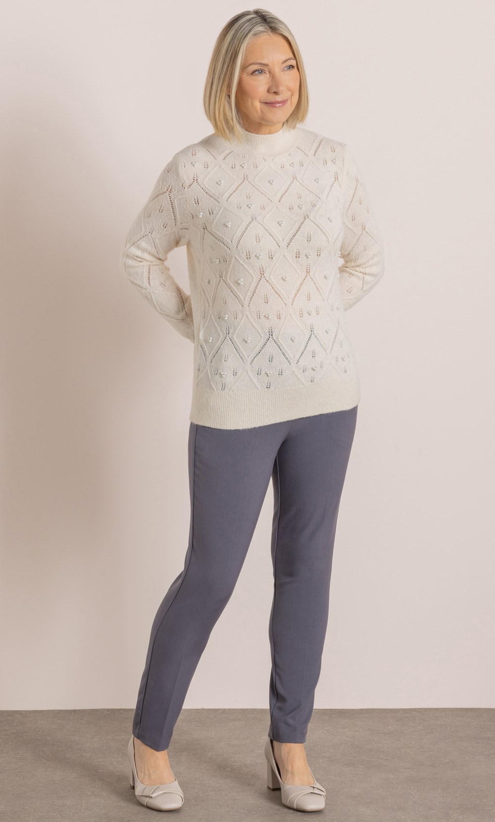 Anna Rose Embellished Pointelle Jumper