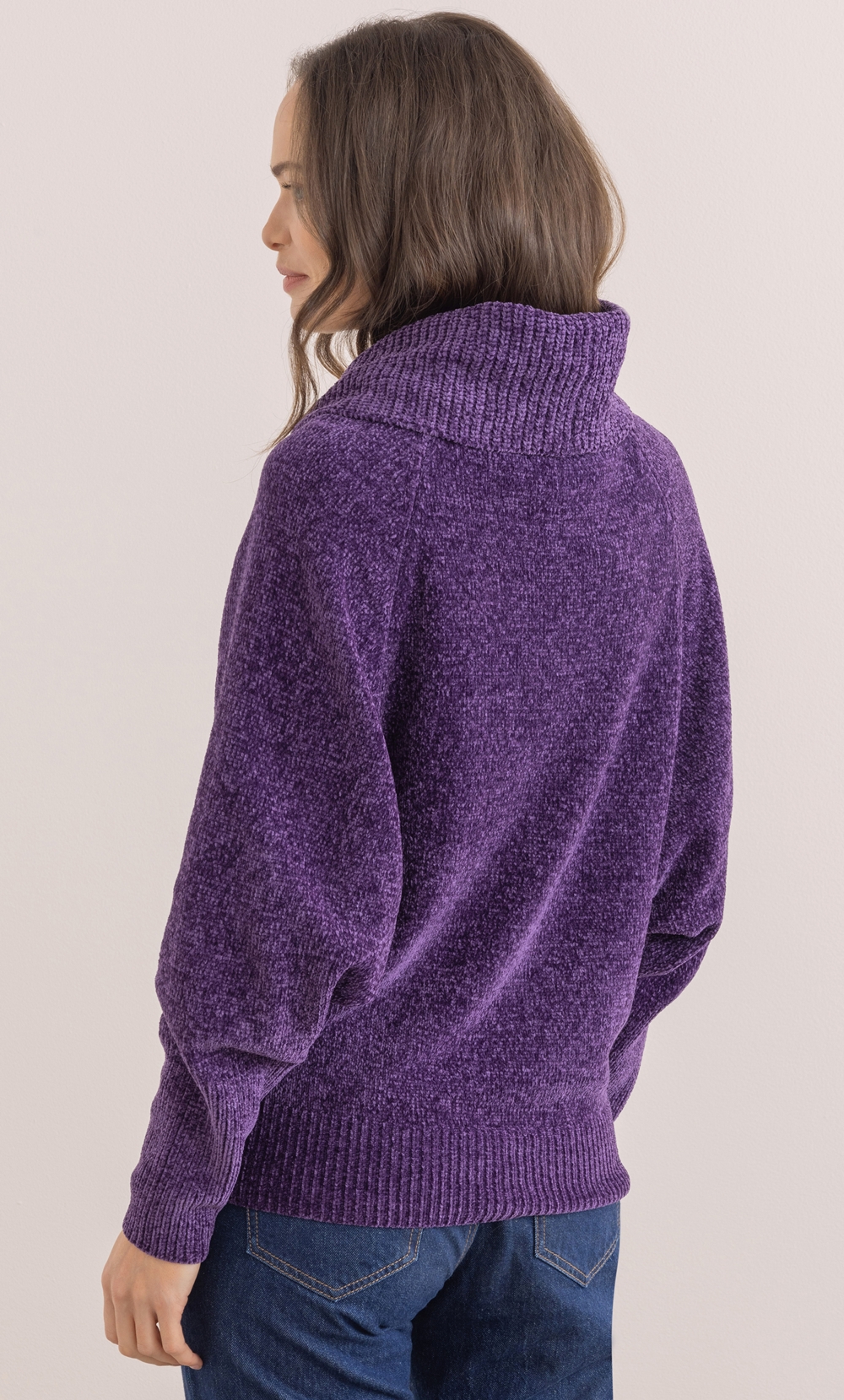 Cowl Neck Batwing Sleeve Chenille Jumper