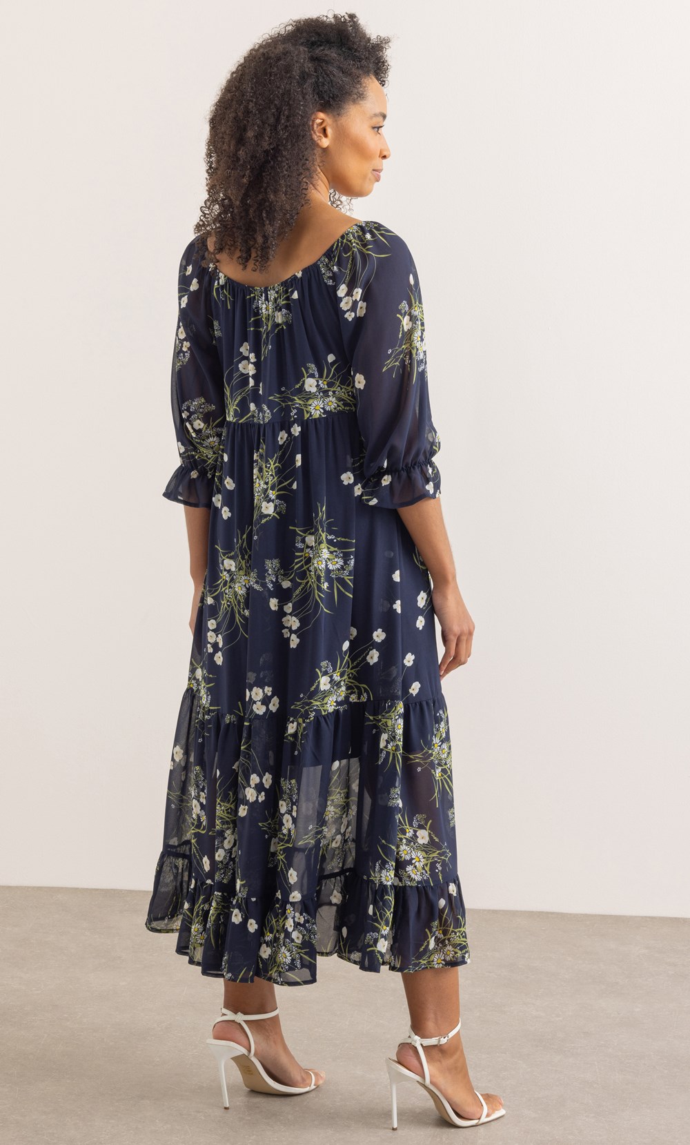 Garden Print Tiered Midaxi Dress