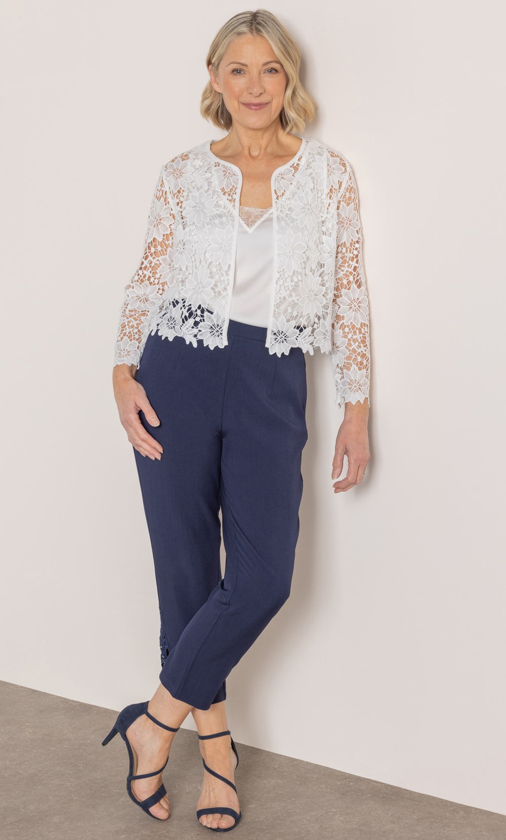 Anna Rose Open Front Floral Lace Cover Up