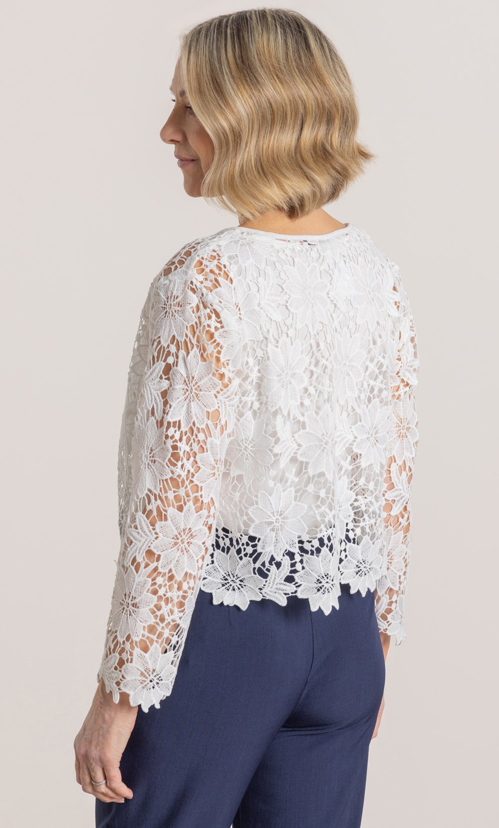 Anna Rose Open Front Floral Lace Cover Up