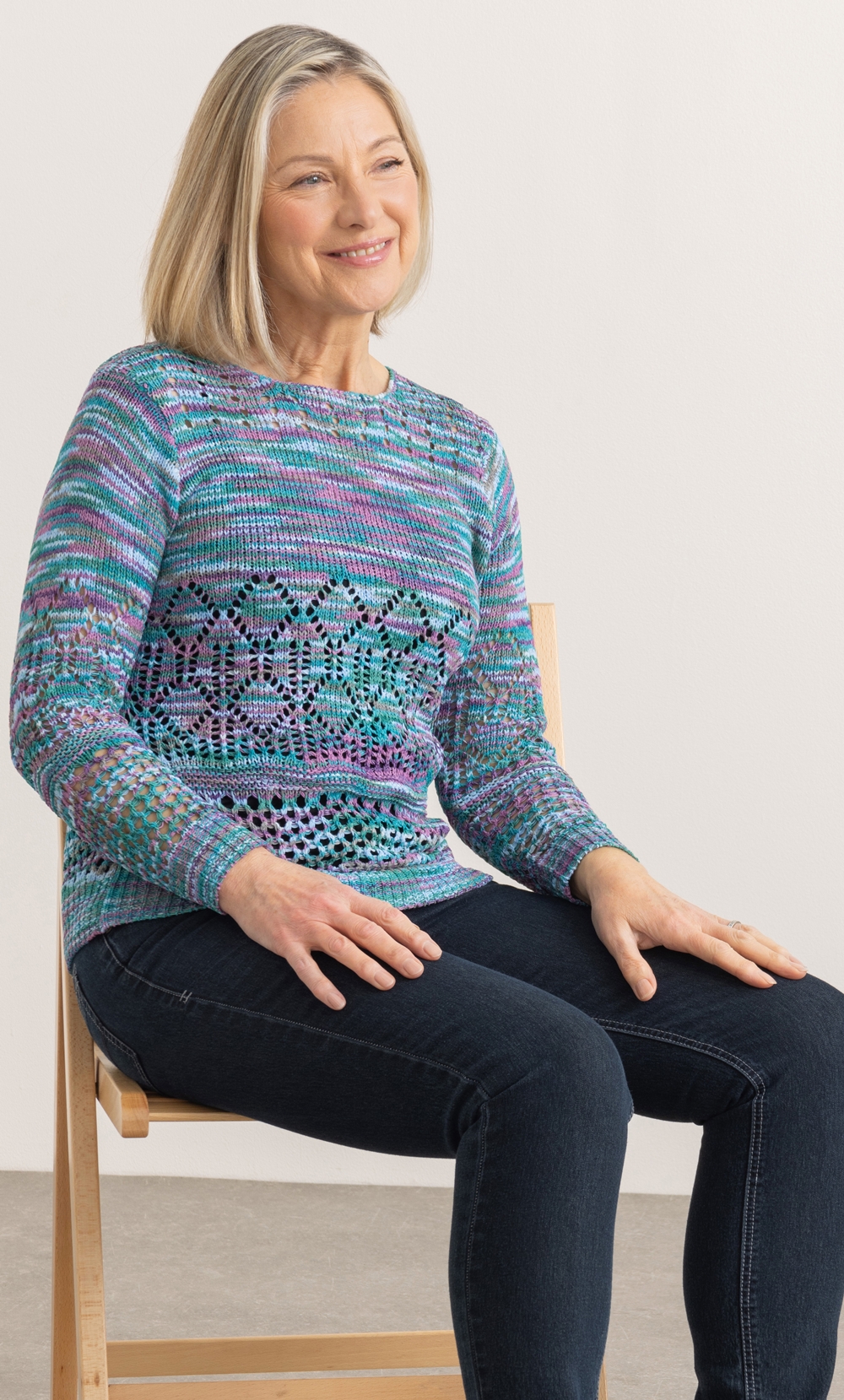 Anna Rose Open Knit Space Dye Jumper