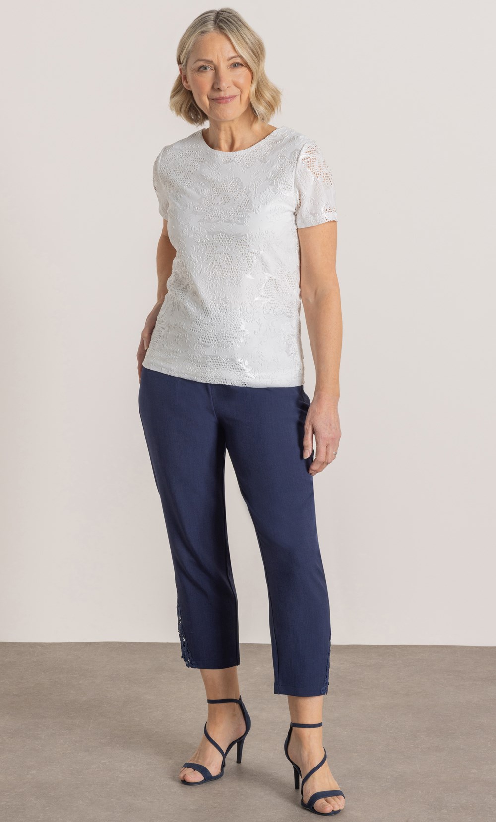 Anna Rose Embossed Short Sleeve Top