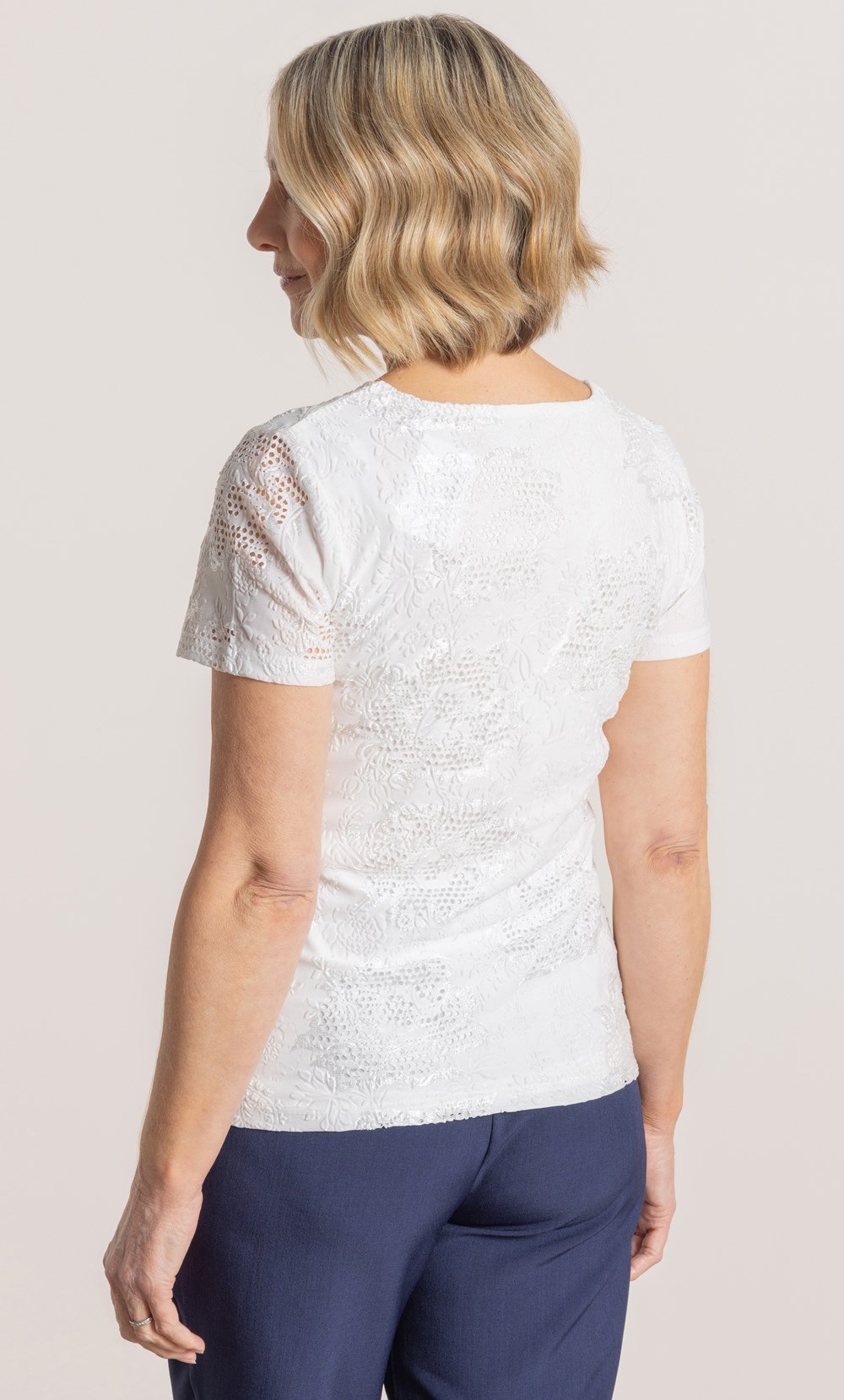 Anna Rose Embossed Short Sleeve Top