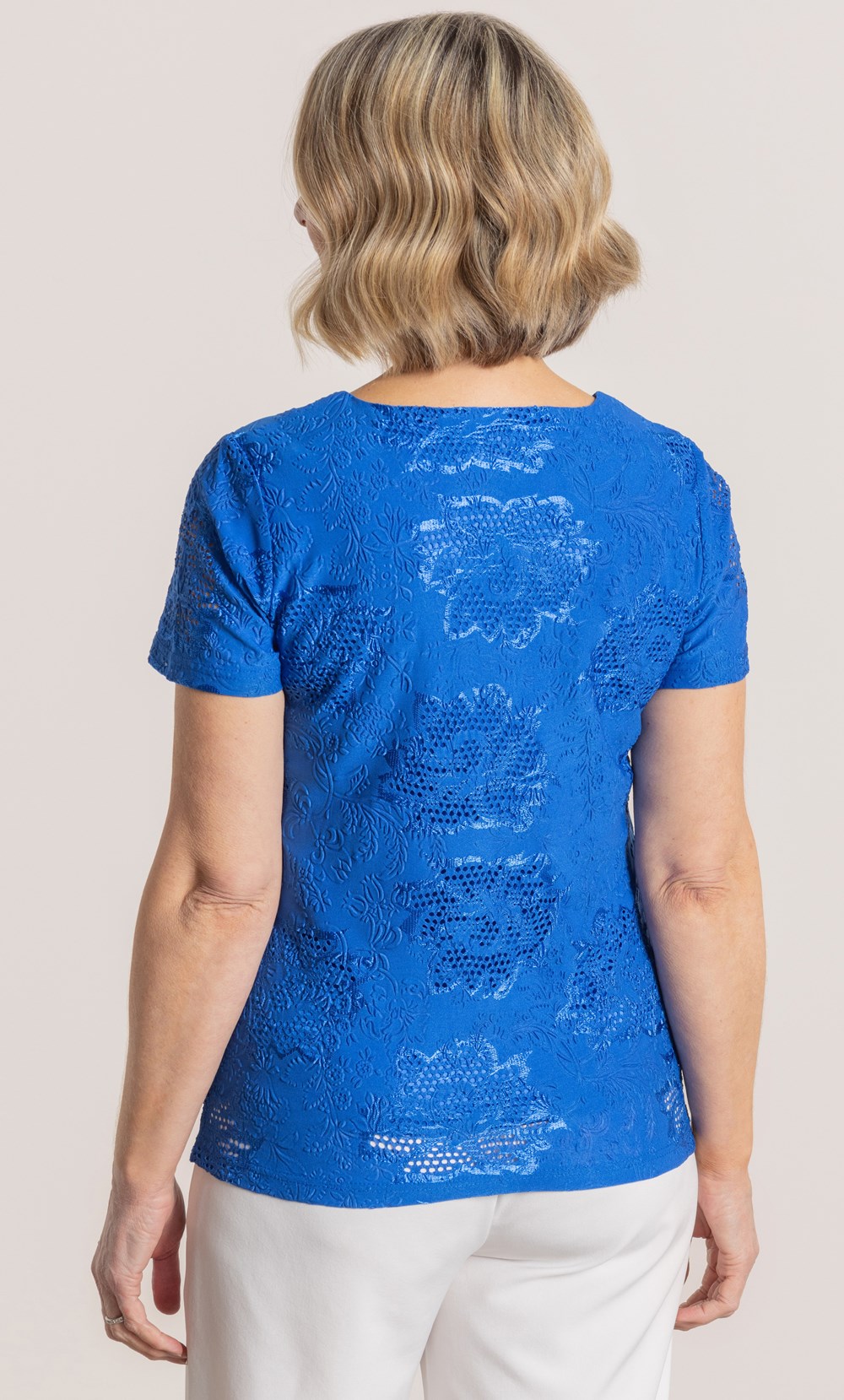 Anna Rose Embossed Short Sleeve Top