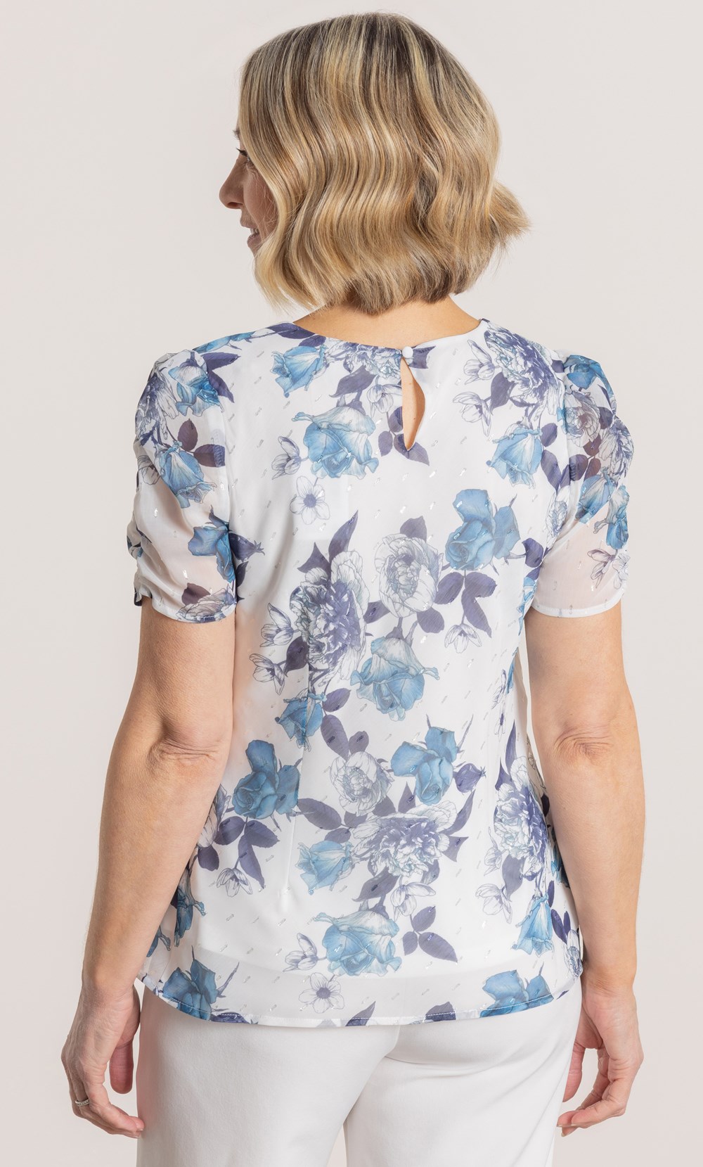 Anna Rose Bias Cut Bouquet Shimmer Top