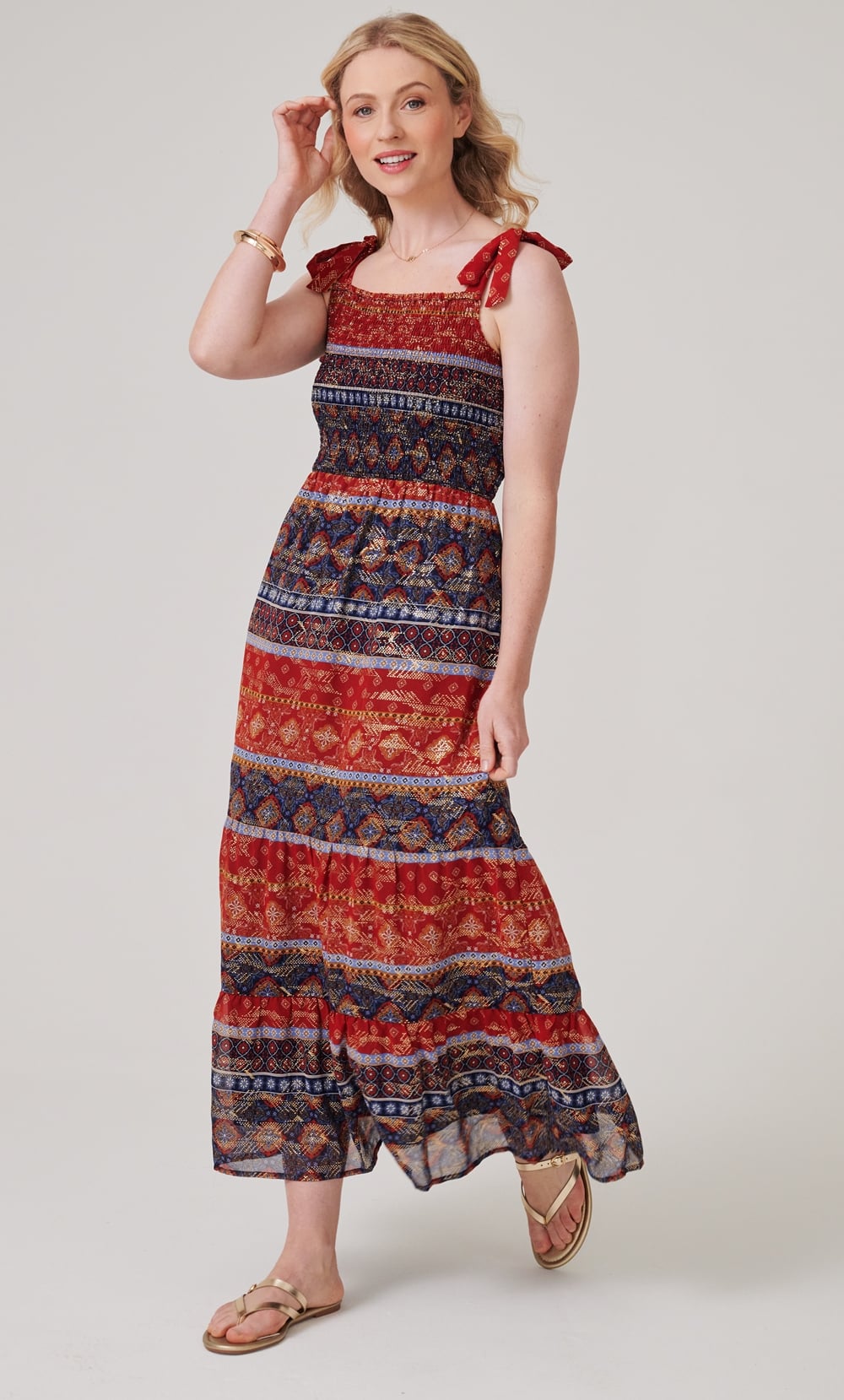 Smocked Simmer Print Maxi Dress