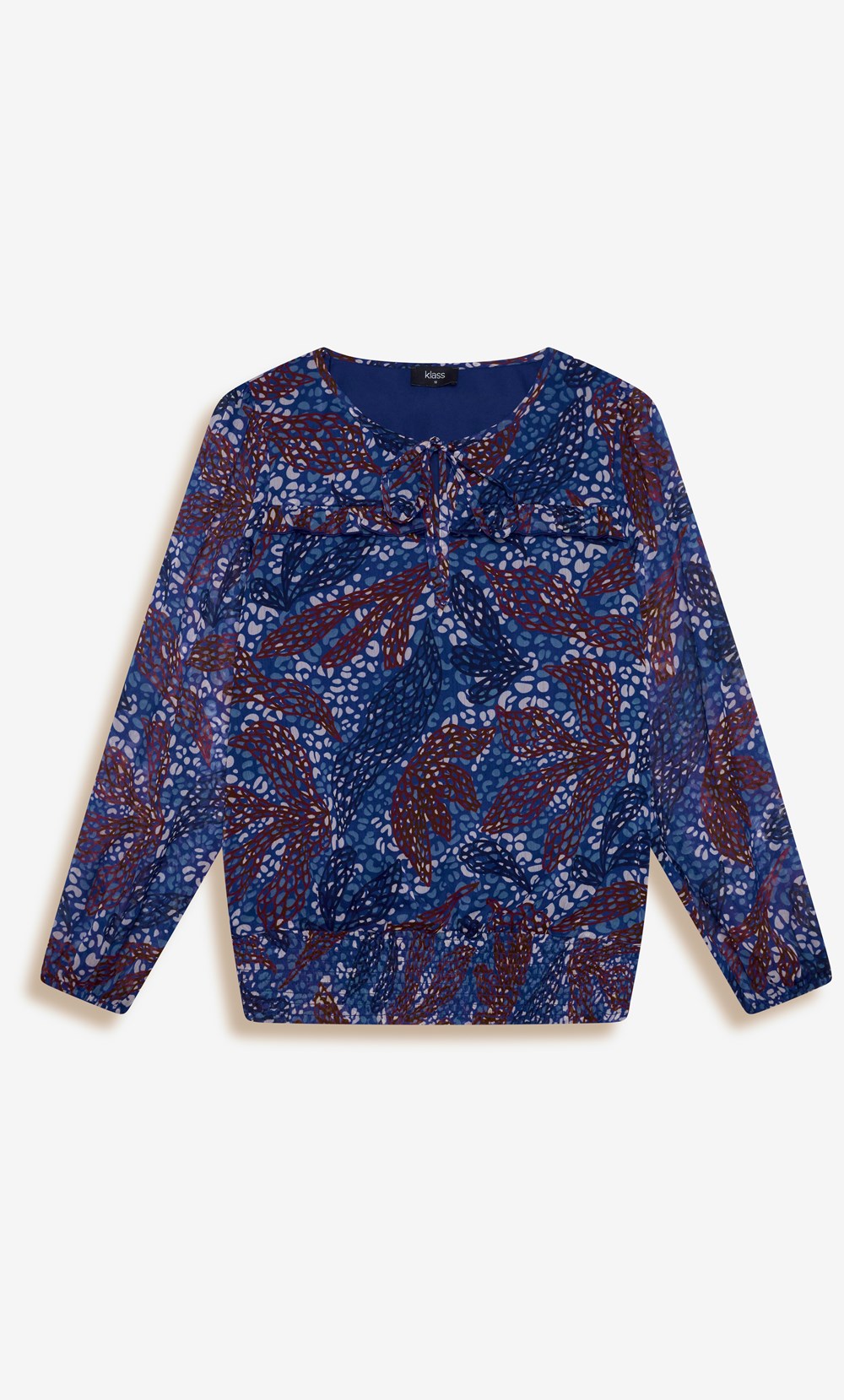 Printed Smocked Hem Printed Lined Top