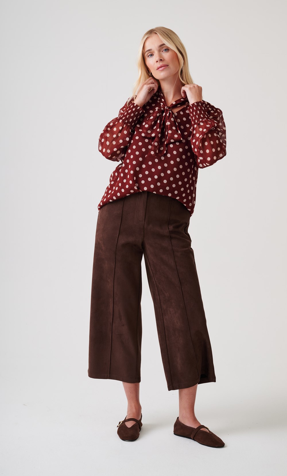 Polka Dot Tie Neck Top