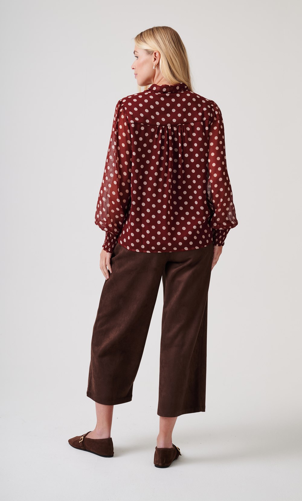 Polka Dot Tie Neck Top