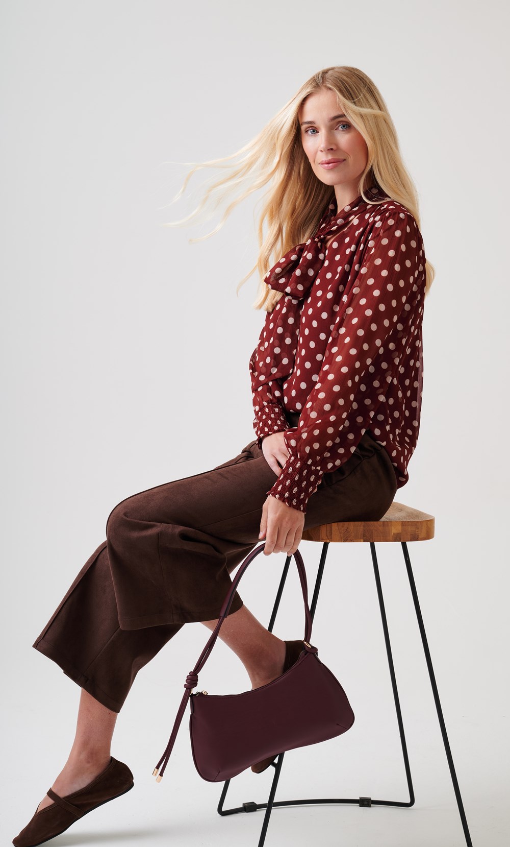 Polka Dot Tie Neck Top